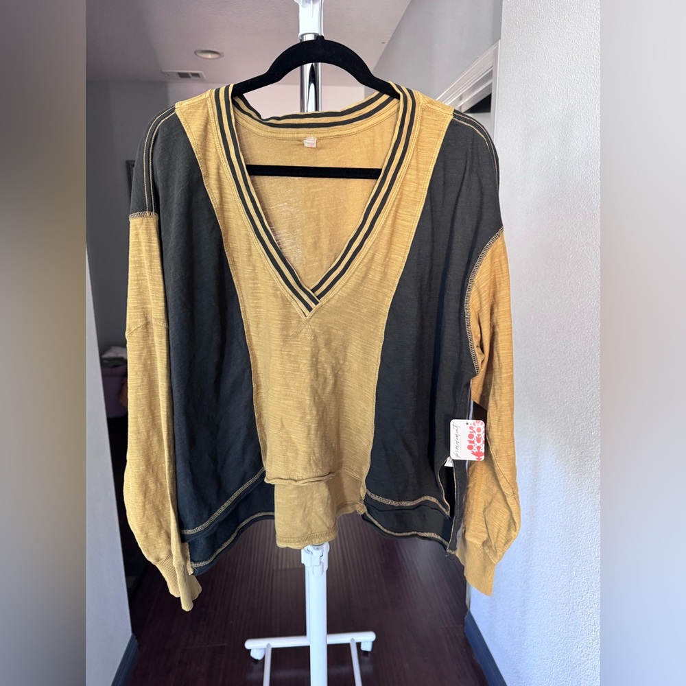NWT FP Movement by Free People Two-Tone V-Neck Long Sleeve